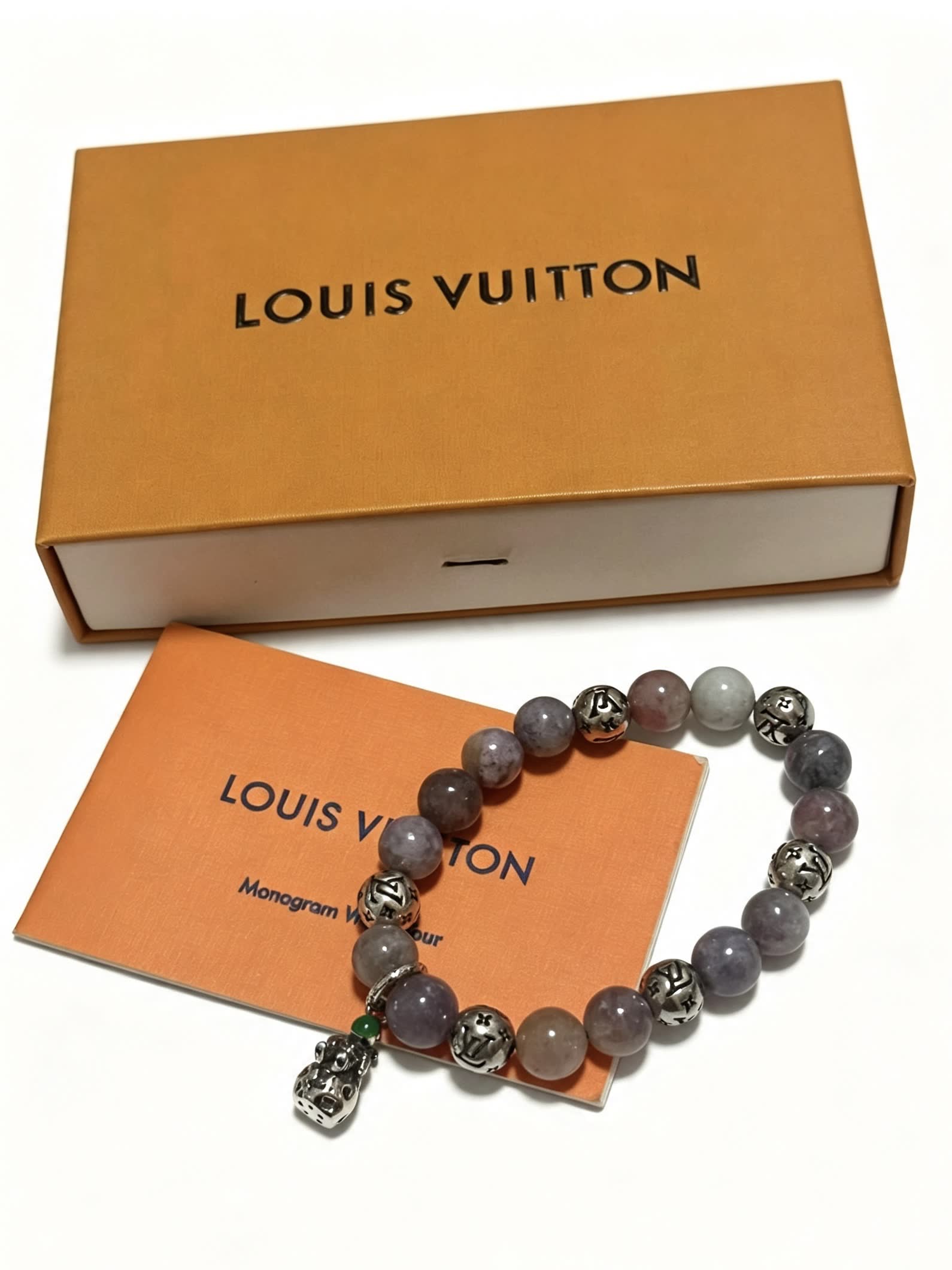 Louis Vuitton Beaded Bracelet with Silver Beads and Charm